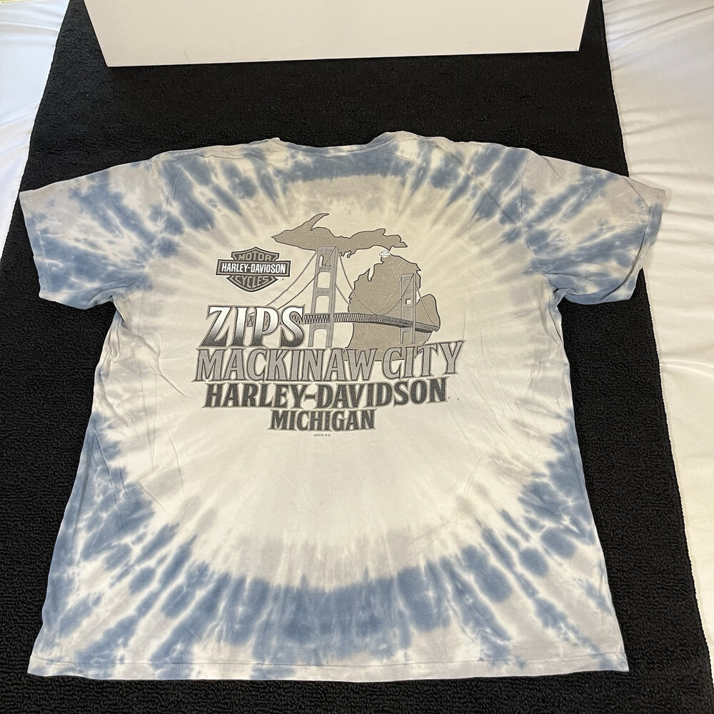 Vintage Harley-Davidson Mens XL Biker Shield Michigan T Shirt Tie- Dye